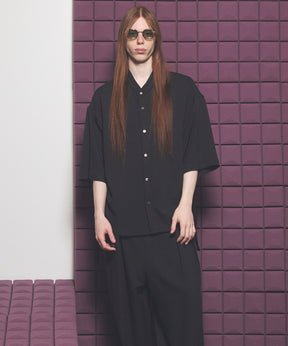 Dryamundsen KIMONO V-collar Prime-Over Side Gathers Short Sleeve Shirt