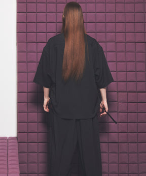 Dryamundsen KIMONO V-collar Prime-Over Side Gathers Short Sleeve Shirt