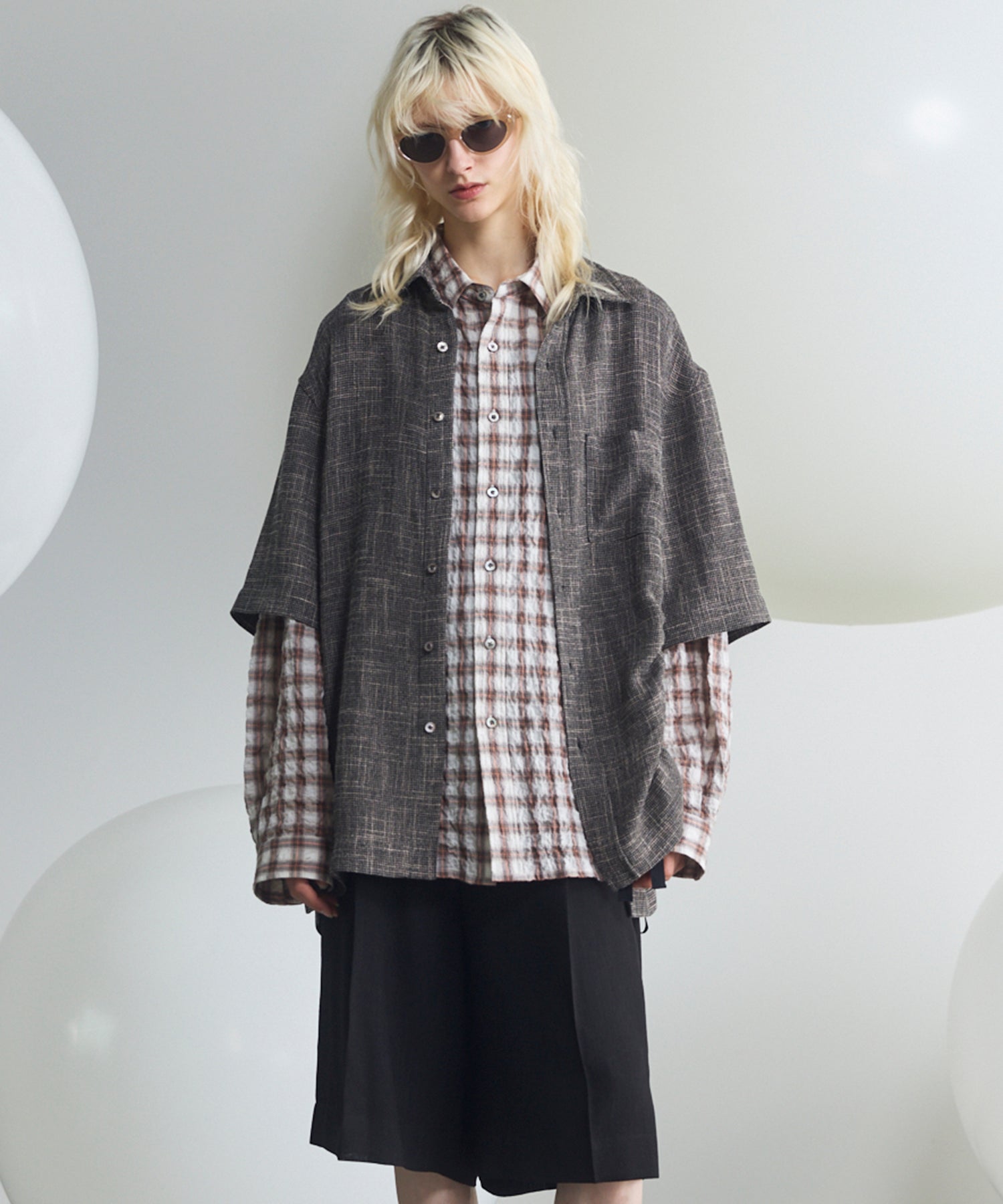 Dry KARAMI Mesh Prime-Over Asymmetric Shirred Shirt