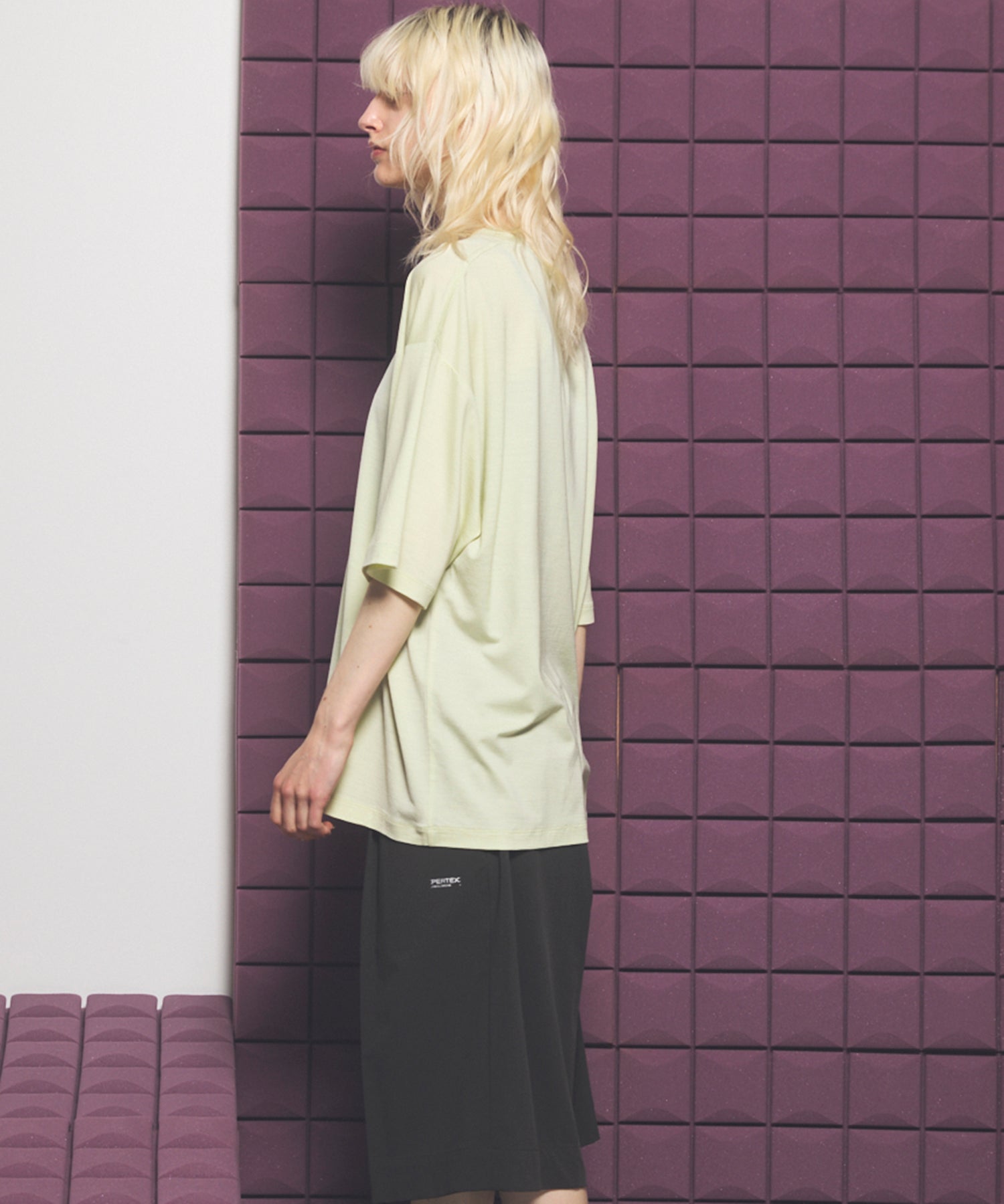 Wool Yarn Prime-Over Short Sleeve Crew Neck T-Shirt