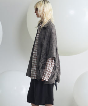 Dry KARAMI Mesh Prime-Over Asymmetric Shirred Shirt