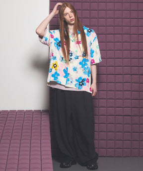 Italian Dead Stock Fabric Prime-Over Open Collar Various Patterns Short Sleeve Shirt