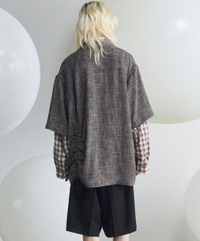 Dry KARAMI Mesh Prime-Over Asymmetric Shirred Shirt