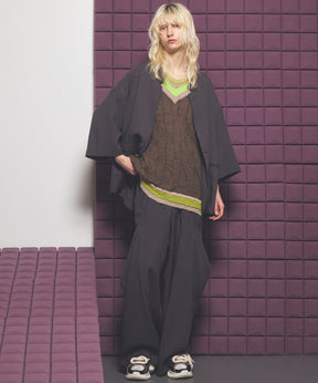 Linen Mix Slab Side Big Pocket Prime-Wide Pants