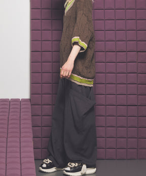 Linen Mix Slab Side Big Pocket Prime-Wide Pants