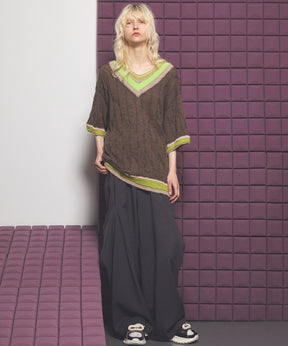 Linen Mix Slab Side Big Pocket Prime-Wide Pants
