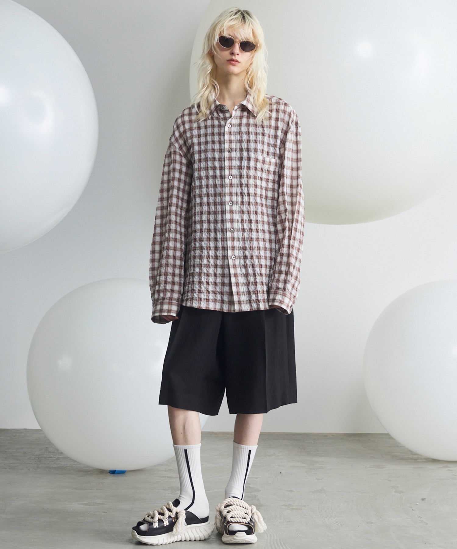 Italian Dead Stock Fabric】Prime-Over Regular Collar Long Sleeve Shirt