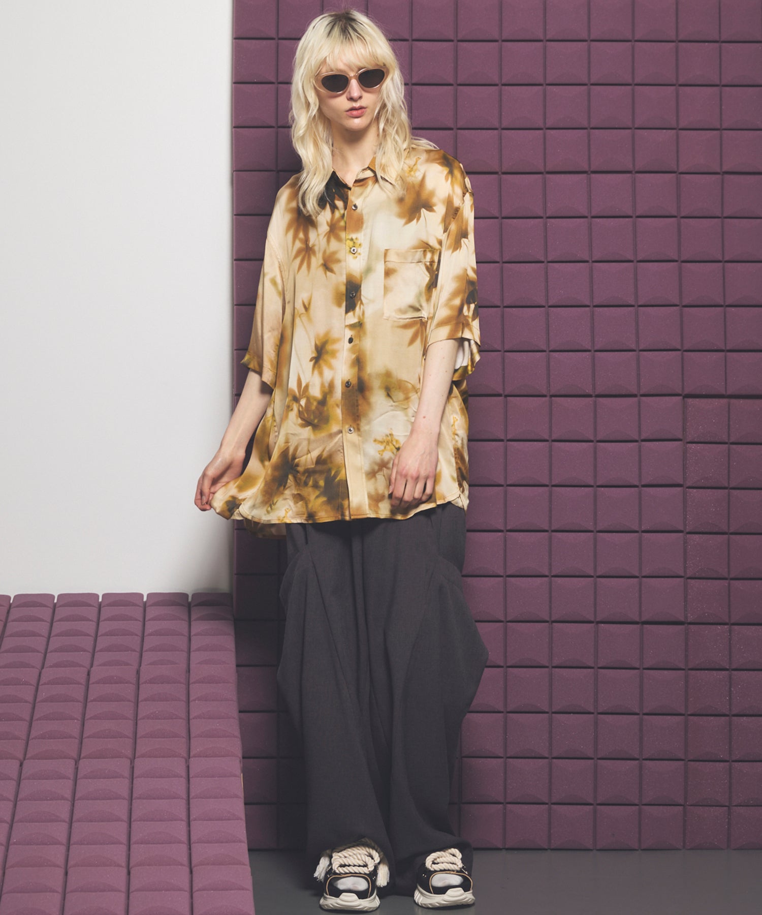 Linen Mix Slab Side Big Pocket Prime-Wide Pants
