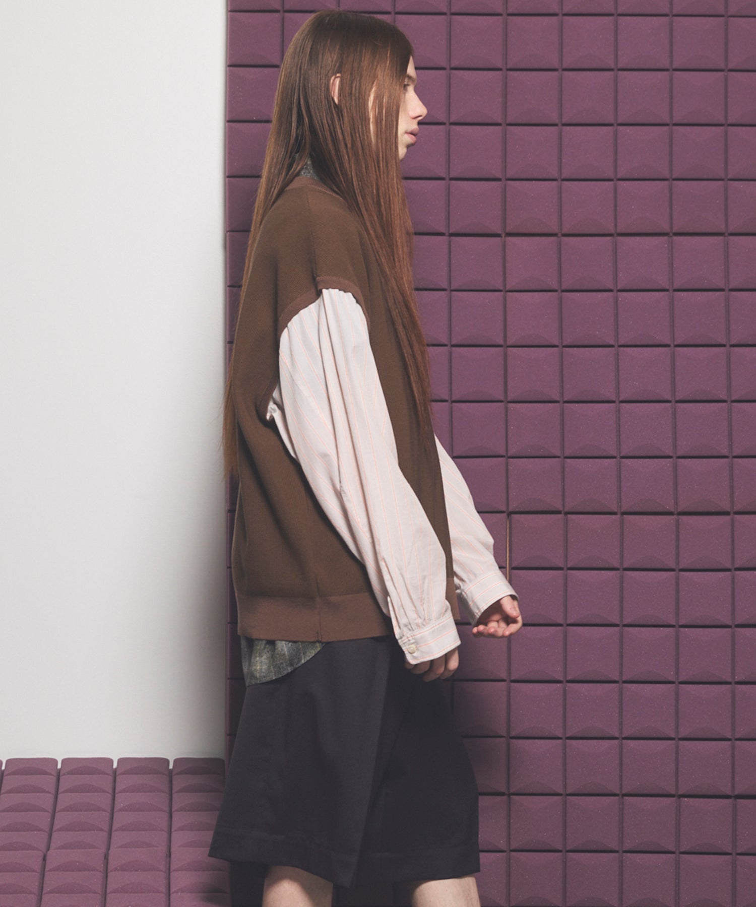 Shirt Docking Prime-Over V-neck Knit Pullover