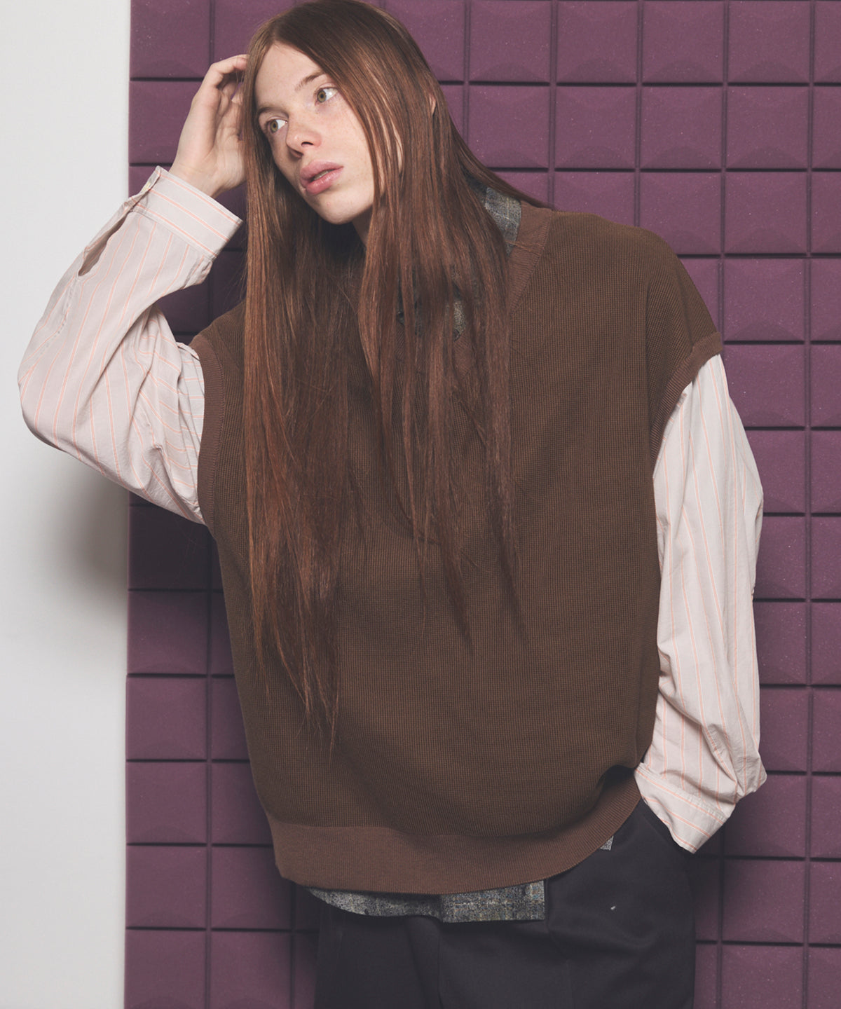 4 색 샹 브레이 세탁 가능한 양모 피크 라펠 더블 가슴 재킷