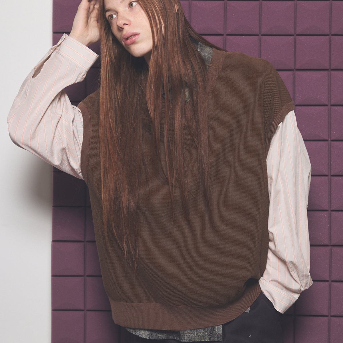 Shirt Docking Prime-Over V-neck Knit Pullover