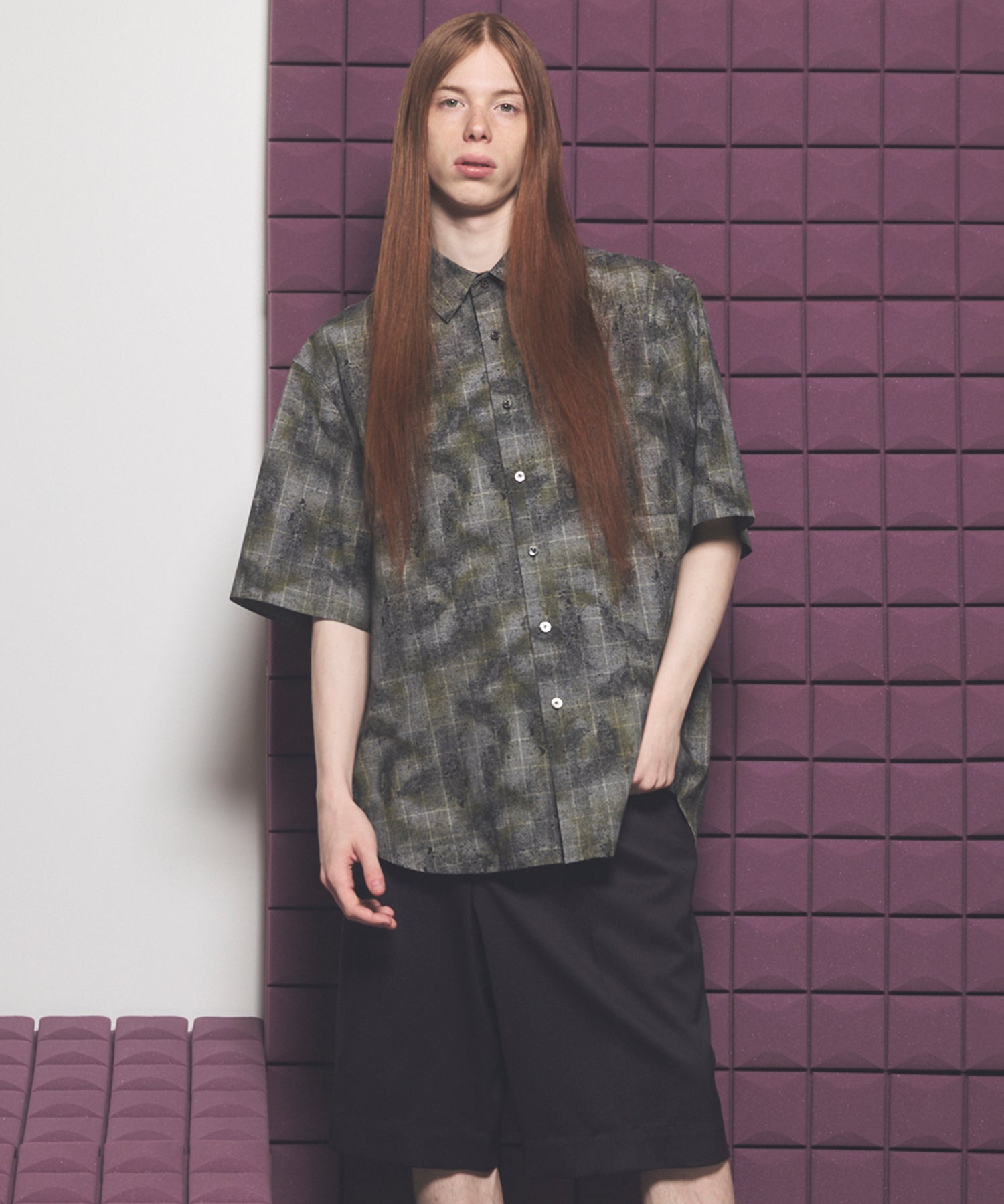 [Italian Dead Stock Fabric] Prime-Over Regular Collar Short Sleeve Shirt