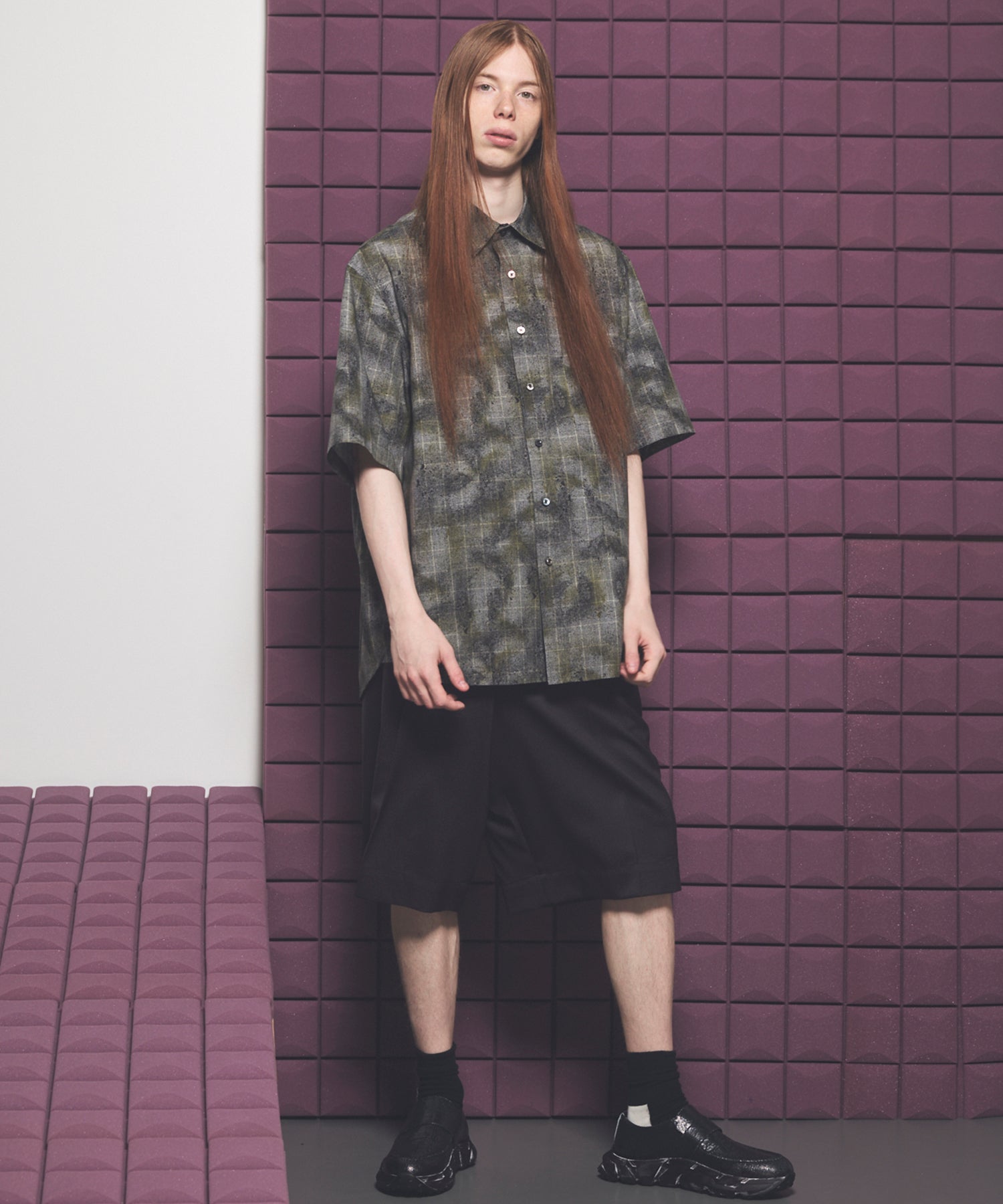 [Italian Dead Stock Fabric] Prime-Over Regular Collar Short Sleeve Shirt