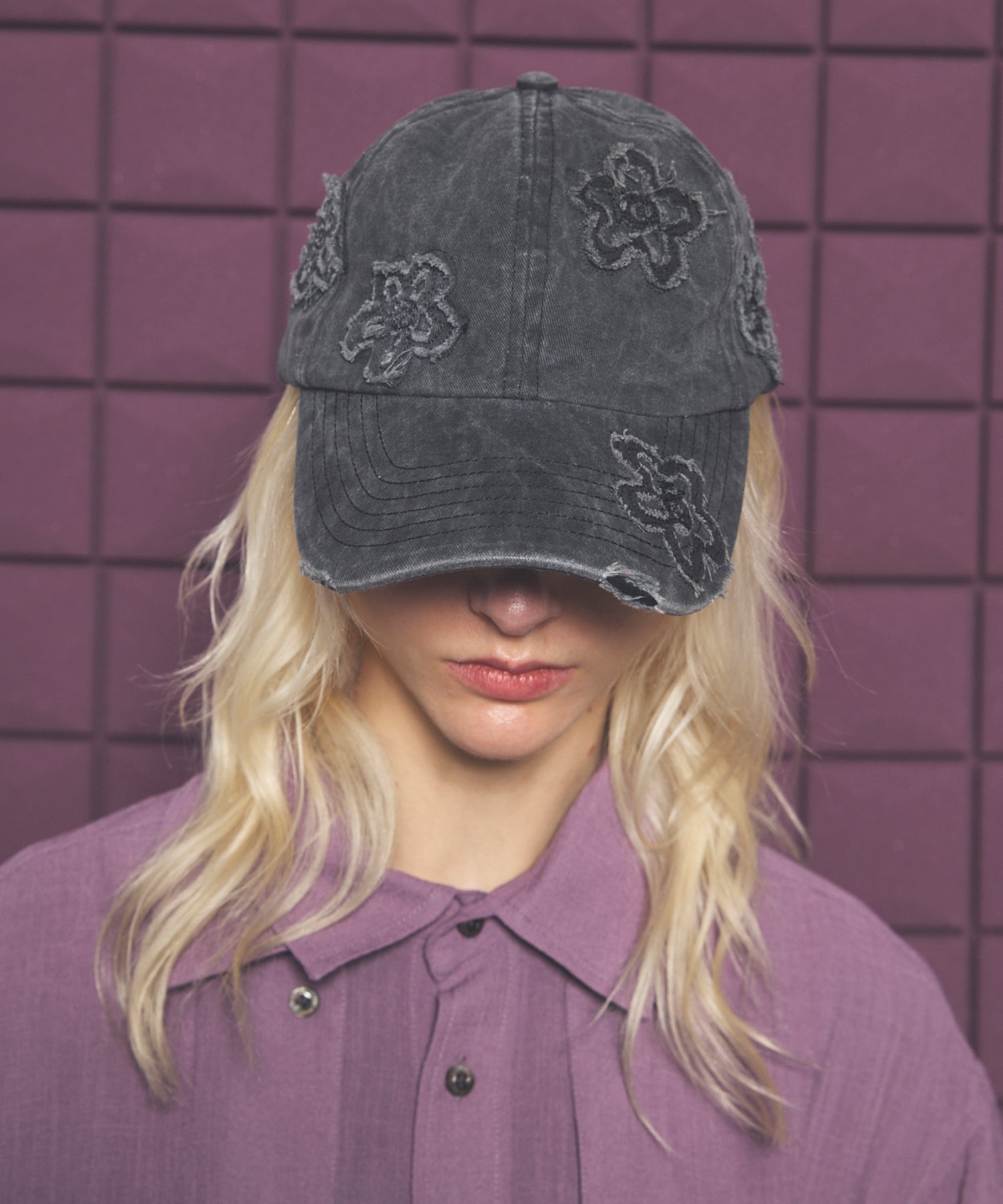 【PRE-ORDER】Fade Motif Damaged Flower Pattern 6P Cap