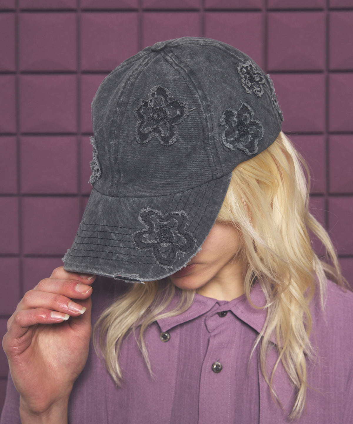 【26SS PRE-ORDER】Fade Motif Damaged Flower Pattern 6P Cap