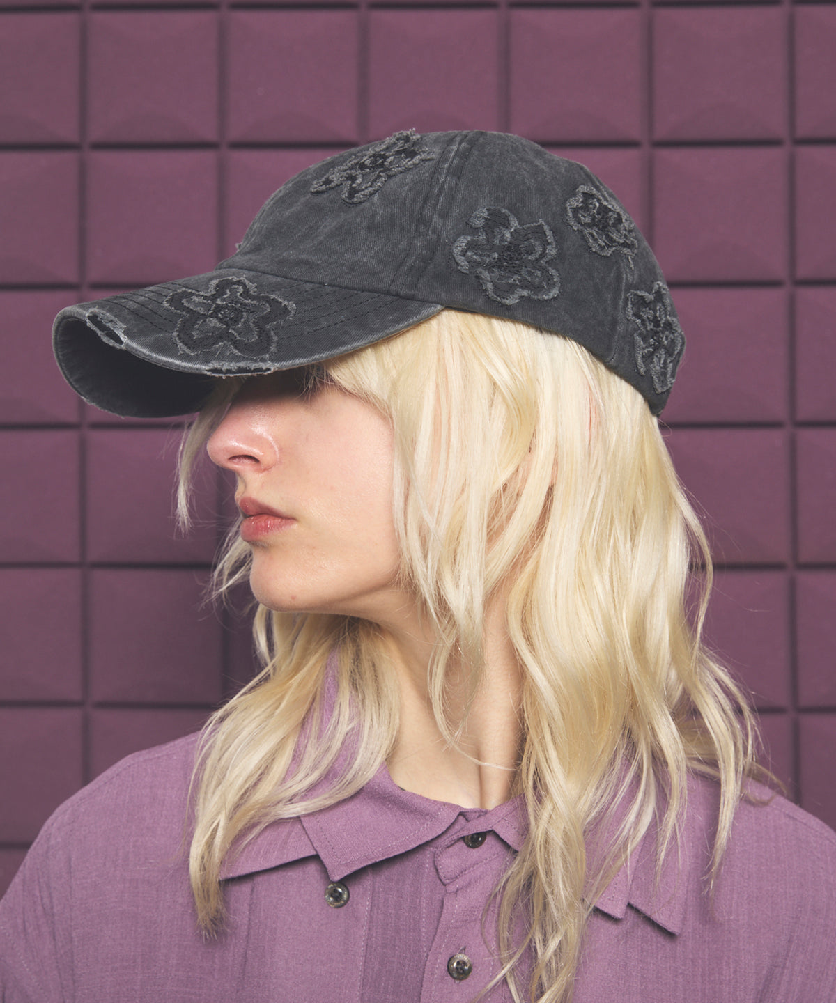 【26SS PRE-ORDER】Fade Motif Damaged Flower Pattern 6P Cap