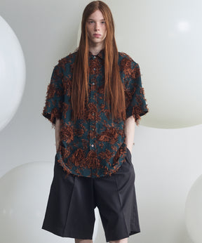 All-over Cut Jacquard Pattern Prime-Over Short Sleeve Shirt