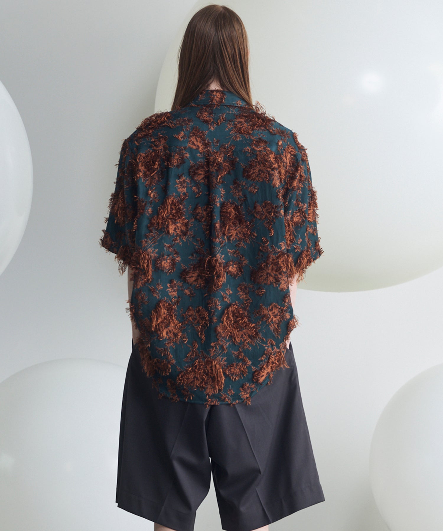 All-over Cut Jacquard Pattern Prime-Over Short Sleeve Shirt