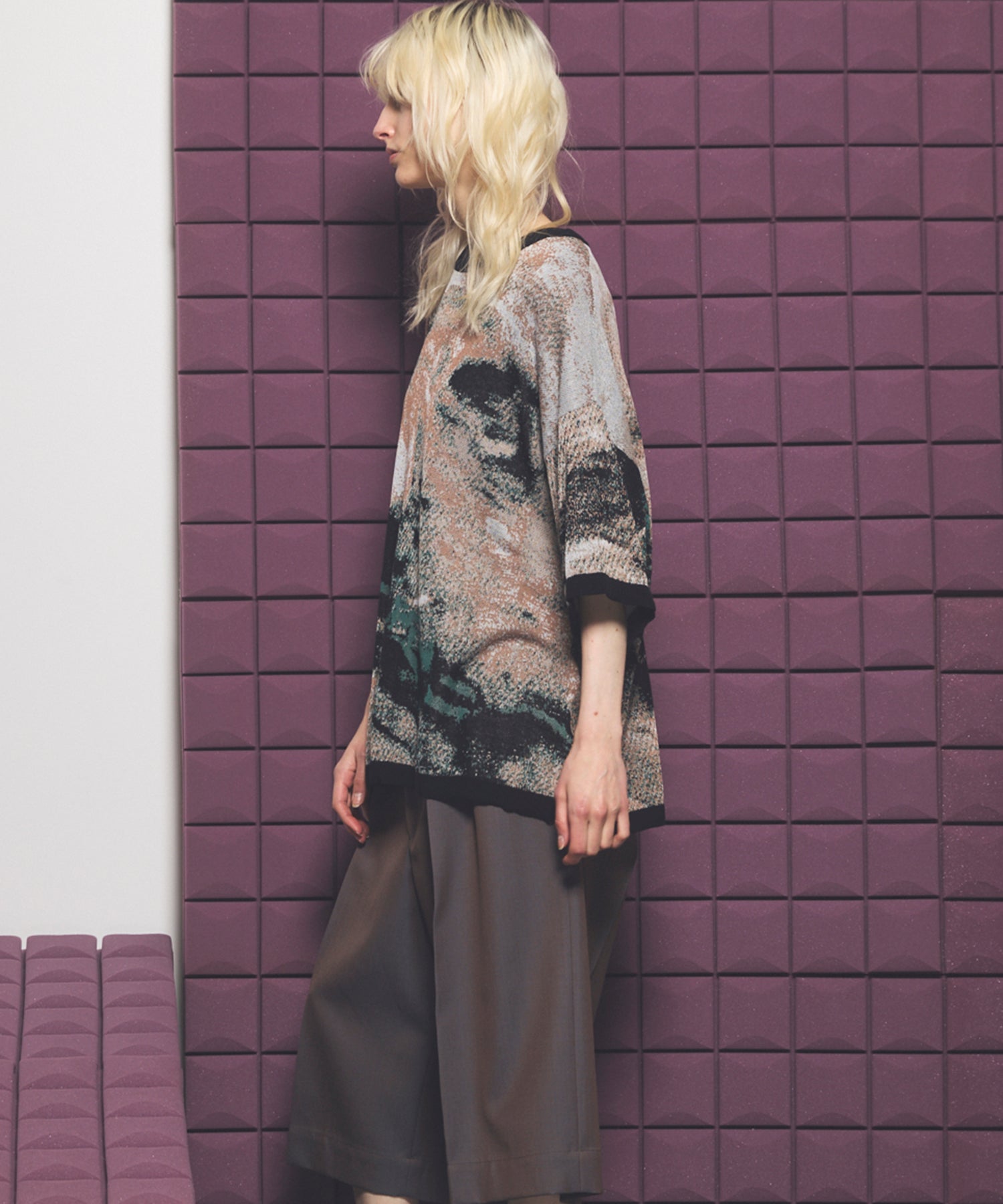Cotton Bulky Acrylic Blend Prime-Over Gradation Dyeing Knit