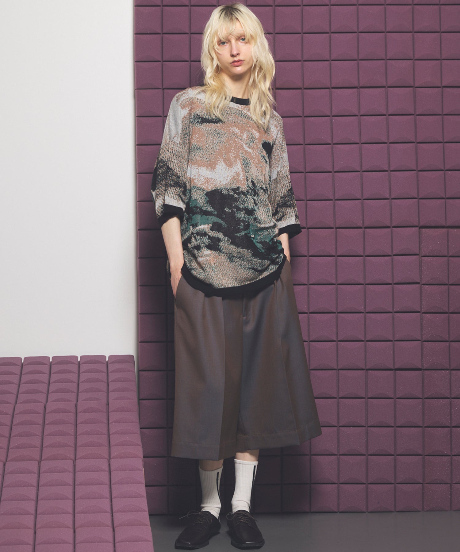 Cotton Bulky Acrylic Blend Prime-Over Gradation Dyeing Knit