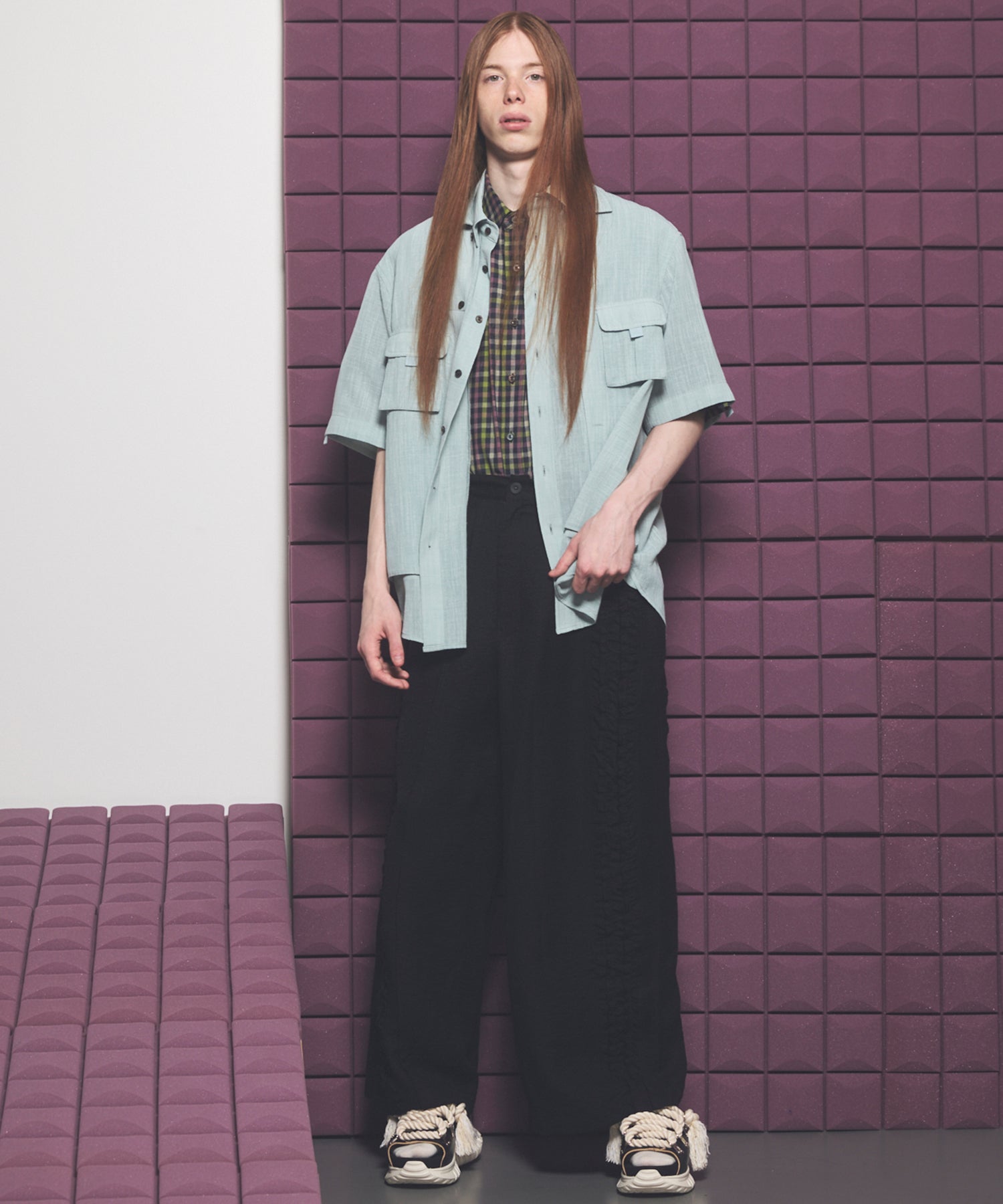 [Italian Dead Stock Fabric] Prime-Over Regular Collar Short Sleeve Shirt