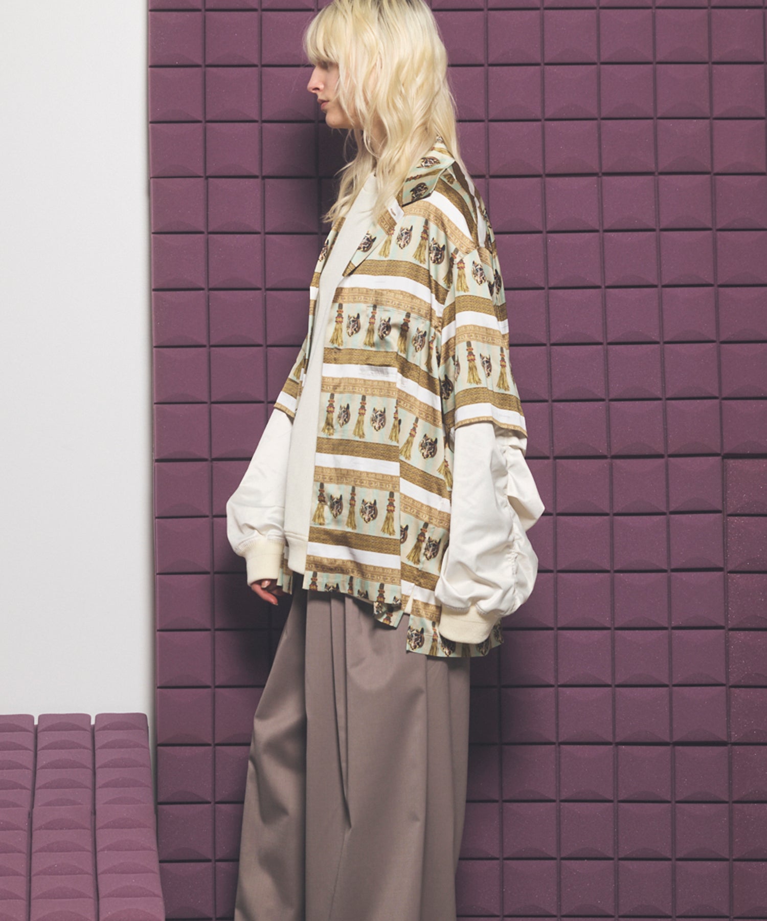Italian Dead Stock Fabric】Prime-Over Open Collar Various Patterns Sho