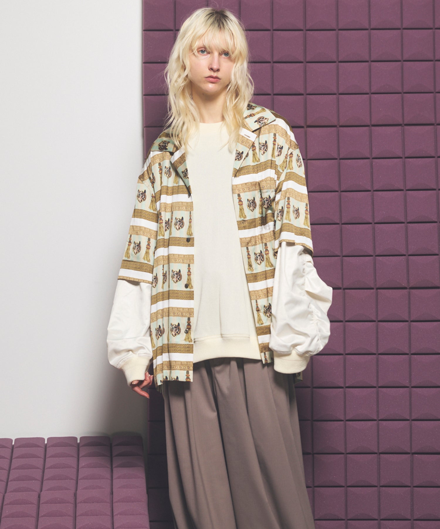 Italian Dead Stock Fabric】Prime-Over Open Collar Various Patterns Sho