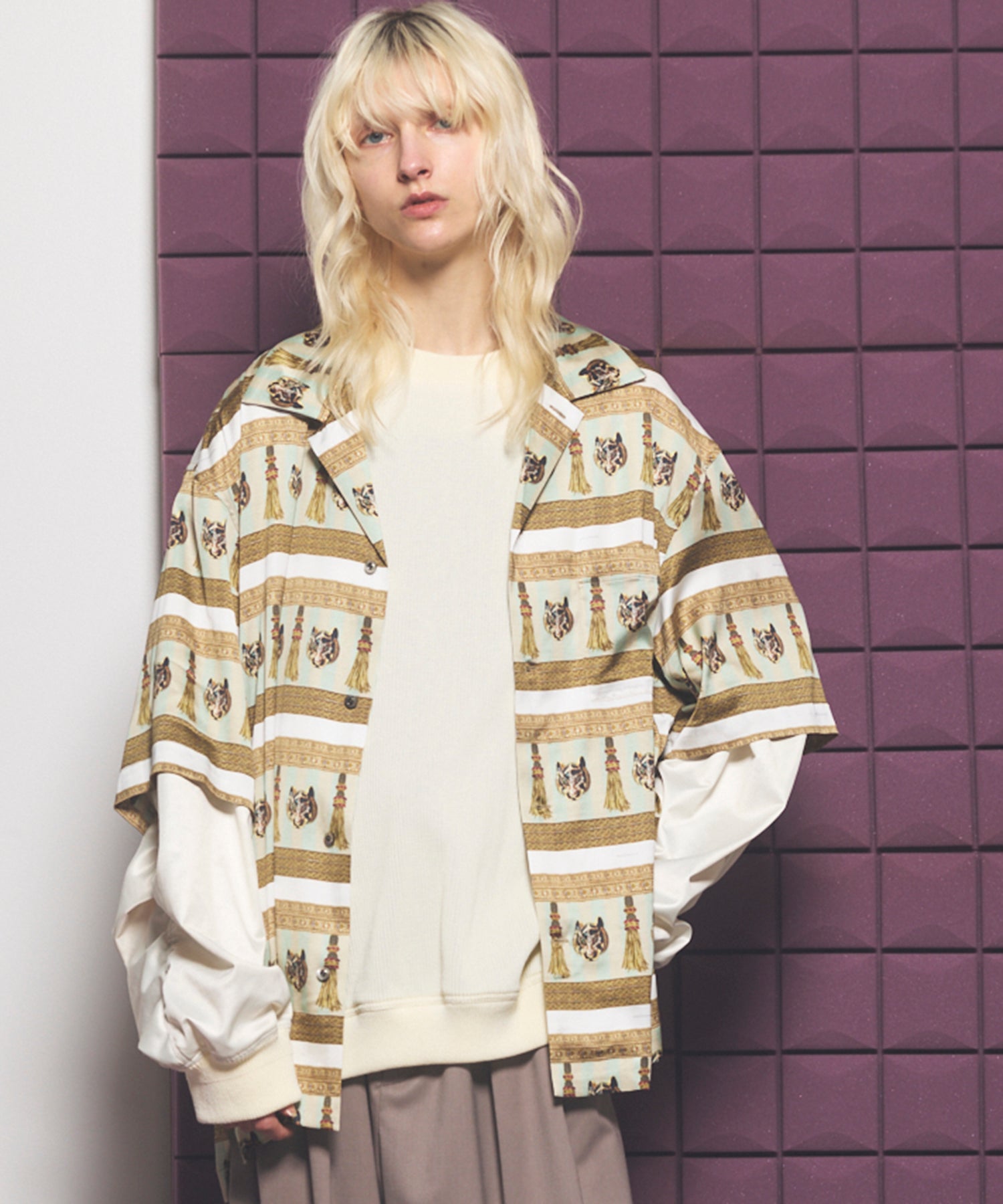 Italian Dead Stock Fabric】Prime-Over Open Collar Various Patterns Sho