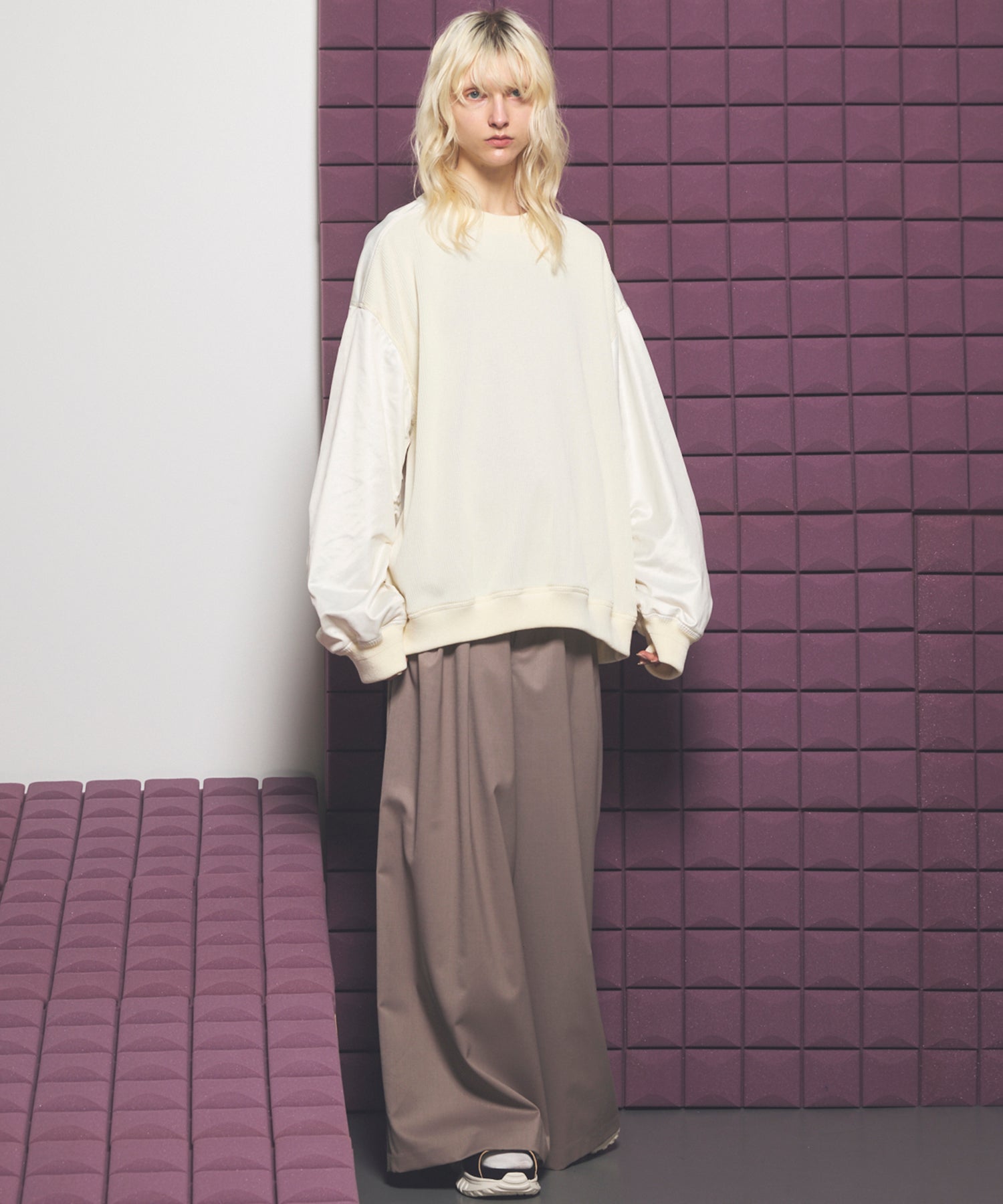 NISHIKAWA KEORI Wool Mix Gabardine Prime Wide Pants