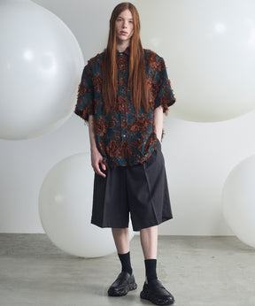 All-over Cut Jacquard Pattern Prime-Over Short Sleeve Shirt
