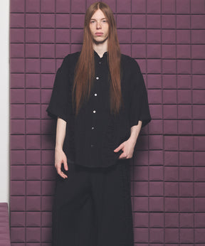 Gathered Ruffle Switching Prime-Over Short Sleeve Shirt