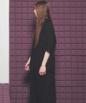 Gathered Ruffle Switching Prime-Over Short Sleeve Shirt