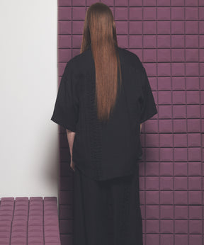 Gathered Ruffle Switching Prime-Over Short Sleeve Shirt