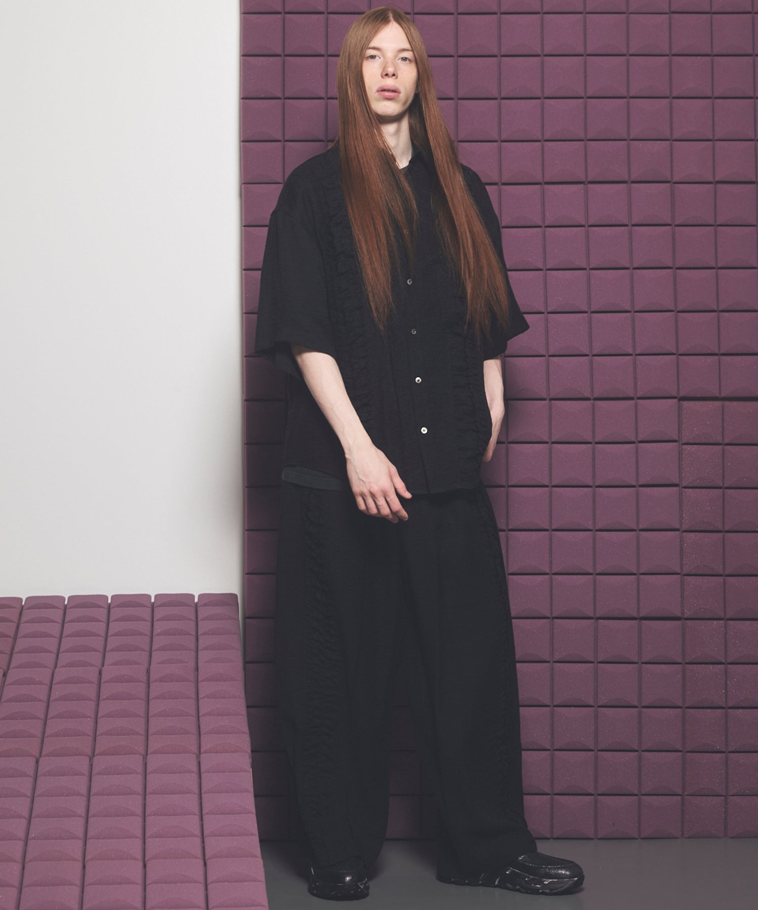 Gathered Ruffle Switching Prime-Over Short Sleeve Shirt