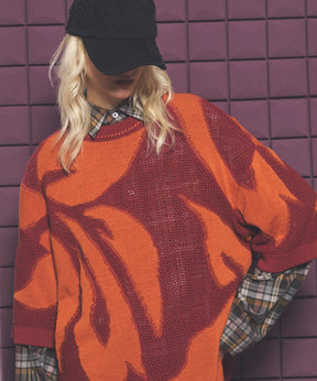 Cotton Bulky Acrylic Blend Prime-Over Gradation Dyeing Knit