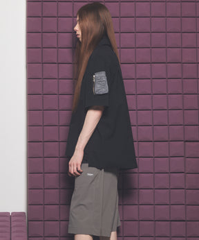 Layering MA-1 Docking Prime-Over Open Collar Short Sleeve Shirt