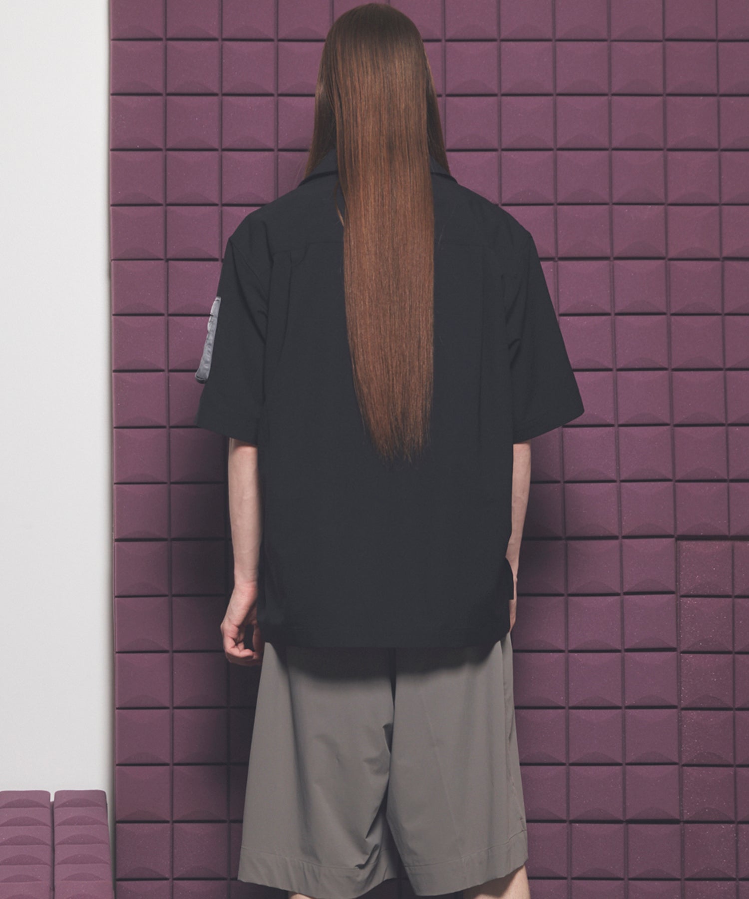 Layering MA-1 Docking Prime-Over Open Collar Short Sleeve Shirt