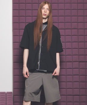 Layering MA-1 Docking Prime-Over Open Collar Short Sleeve Shirt