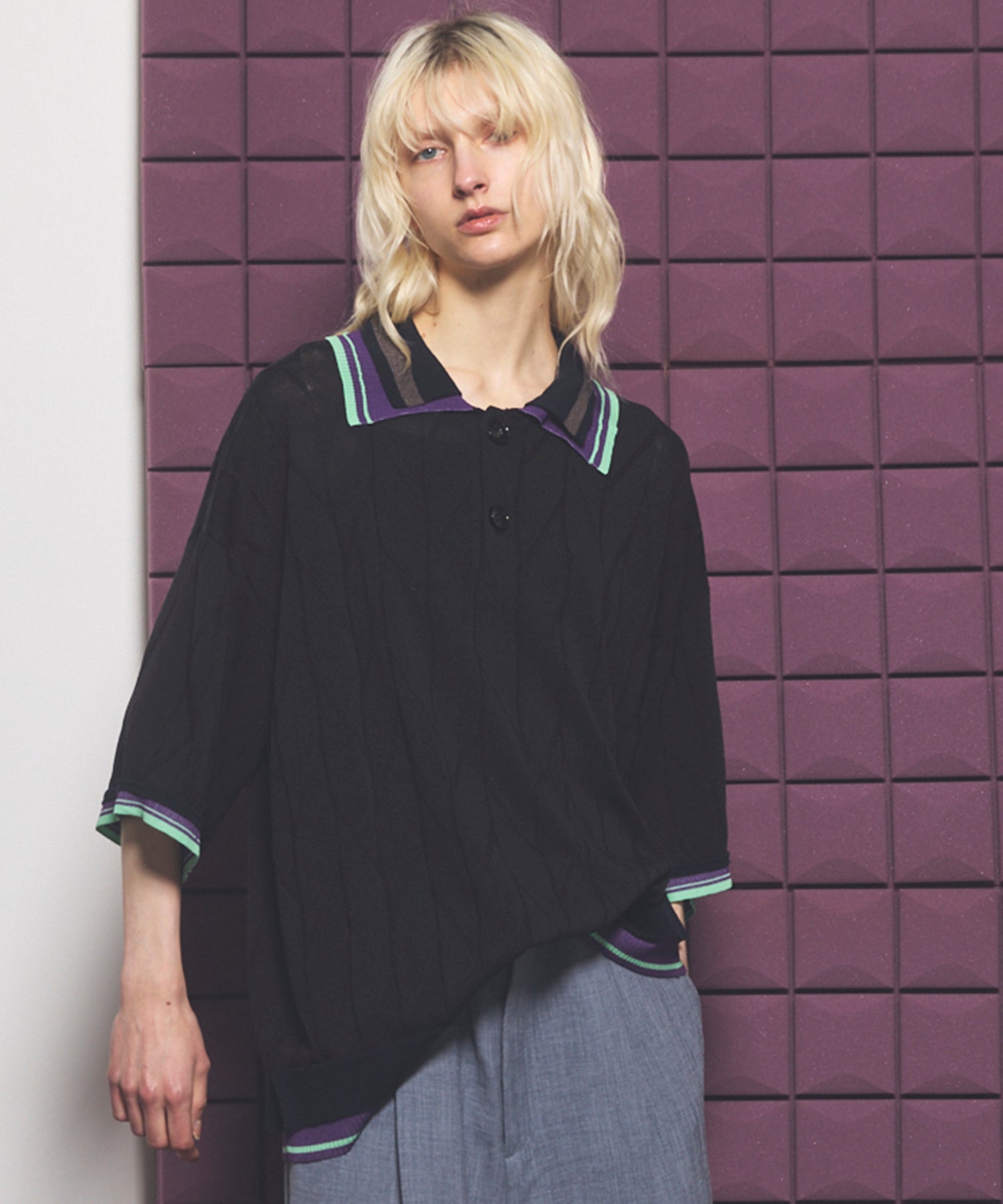 Cotton Bulky Acrylic Blend Prime-Over Gradation Dyeing Knit