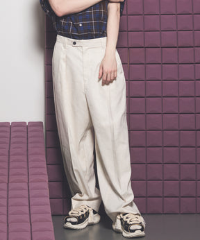LINEN MIX One-tuck Prime-Wide Tapered Slacks
