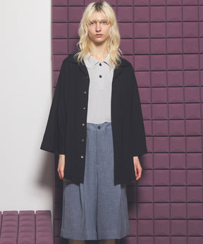 【PRE-ORDER】Drapey Georgette Prime-Over Open Collar Dolman Sleeve Shirt