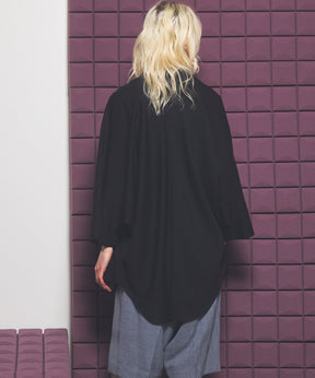 【PRE-ORDER】Drapey Georgette Prime-Over Open Collar Dolman Sleeve Shirt