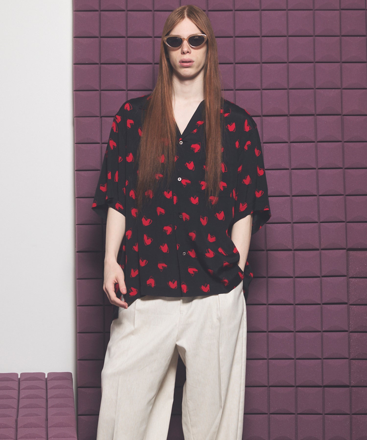 Italian Dead Stock Fabric Prime-Over Open Collar Various Patterns Short Sleeve Shirt