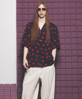 Italian Dead Stock Fabric Prime-Over Open Collar Various Patterns Short Sleeve Shirt