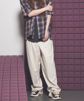 LINEN MIX One-tuck Prime-Wide Tapered Slacks