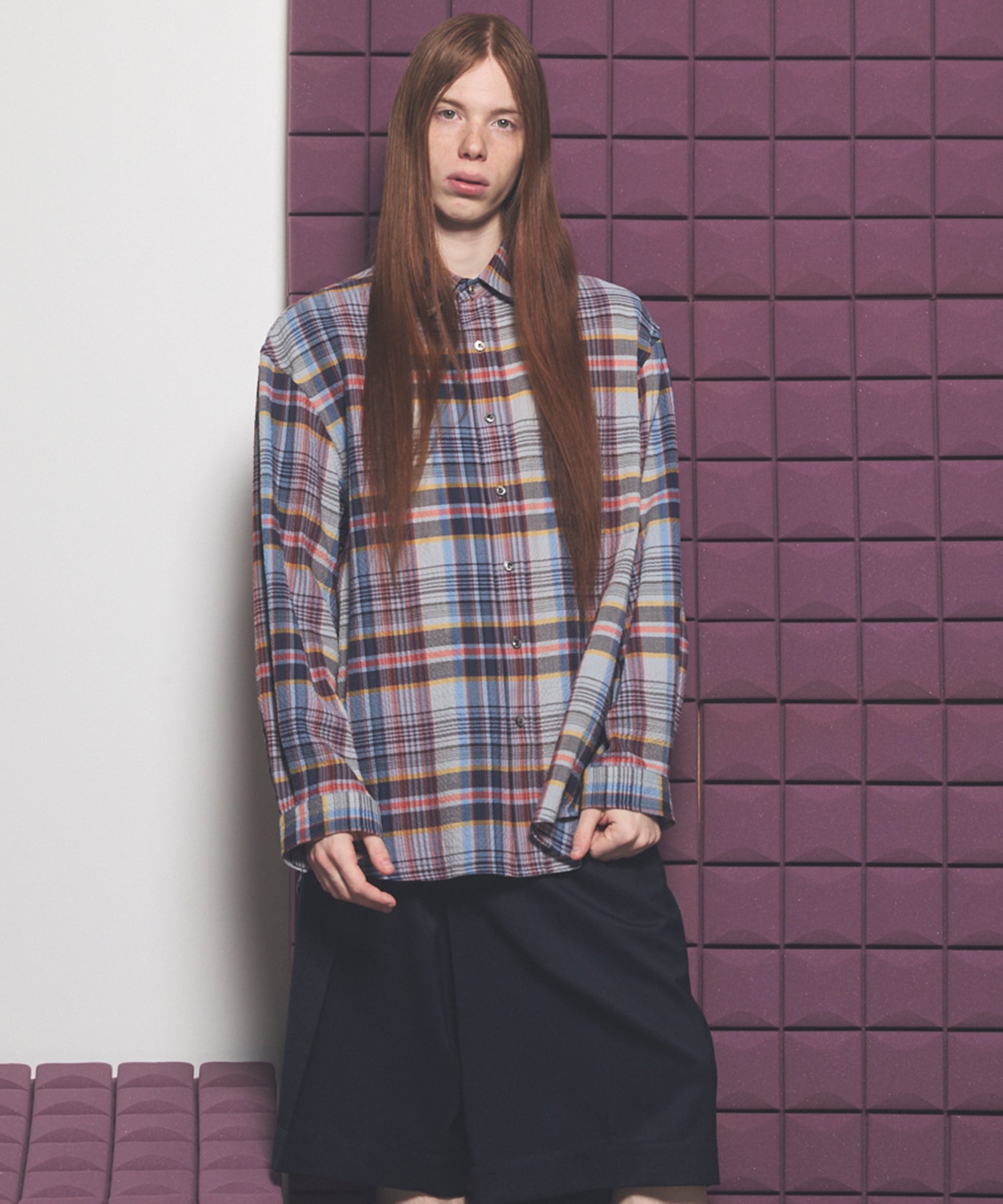 [Italian Dead Stock Fabric] Prime-Over Regular Collar Long Sleeve Shirt