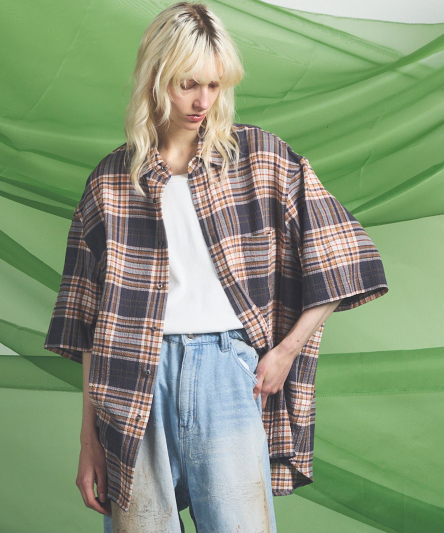 [Italian Dead Stock Fabric] Prime-Over Regular Collar Short Sleeve Shirt