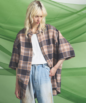 [Italian Dead Stock Fabric] Prime-Over Regular Collar Short Sleeve Shirt