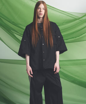 Cargo Pocket Prime-Over Sheer Open Collar Shirt