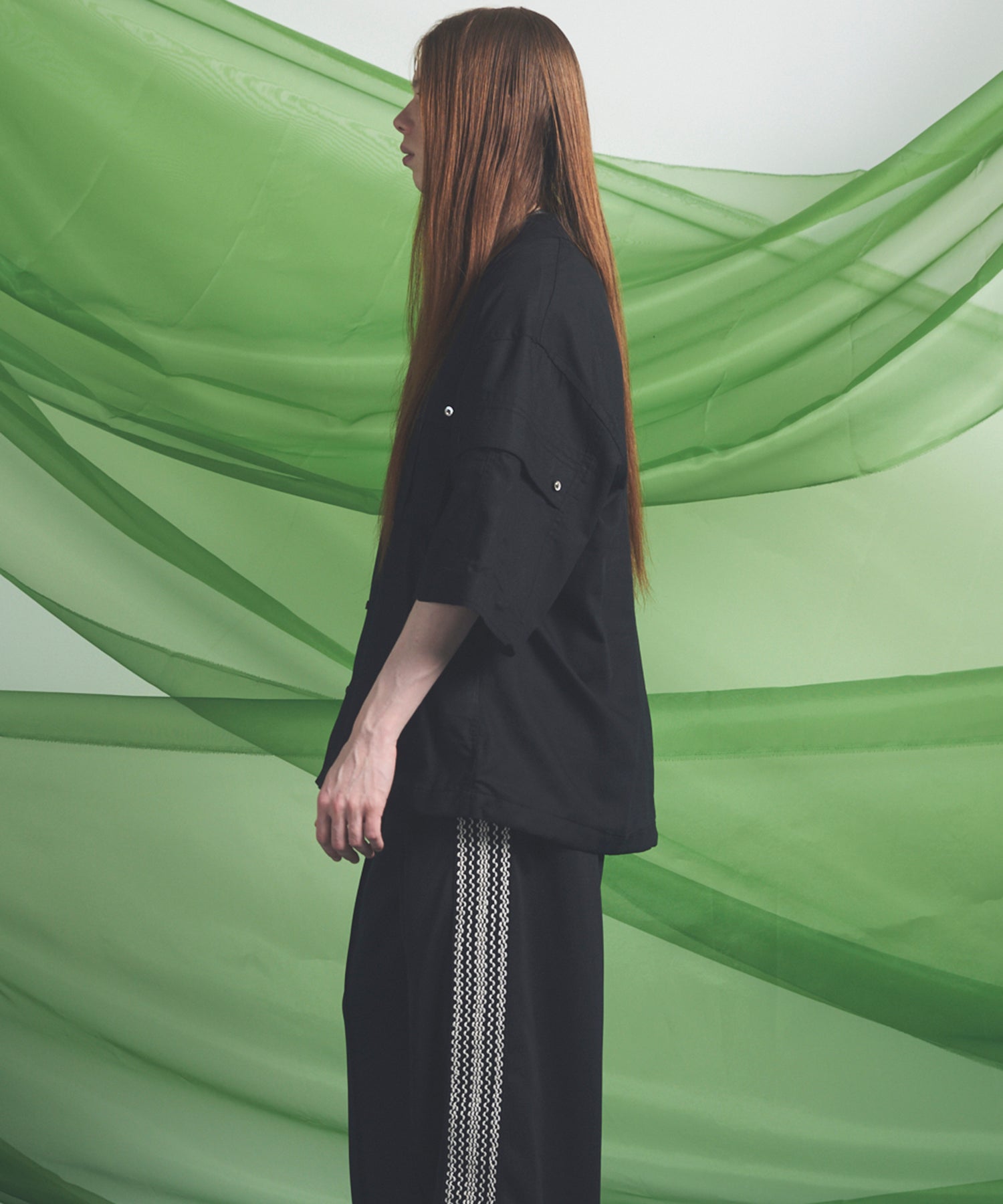 Cargo Pocket Prime-Over Sheer Open Collar Shirt